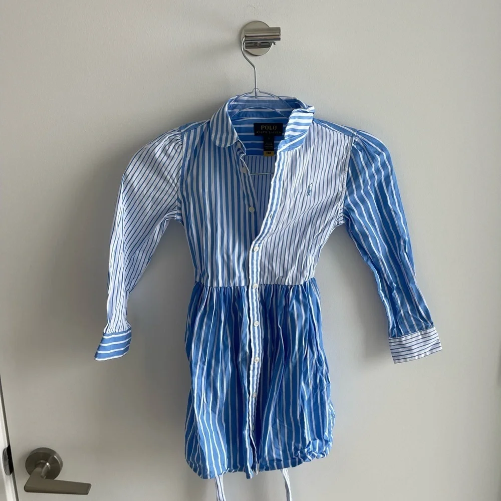 Ralph Lauren Blue and White Striped Shirt Dress